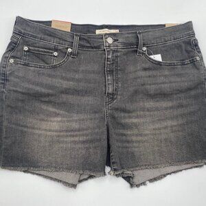 Levi Strauss Women's Mid Rise Mid Length Slim Hip Denim Short 34 Charcoal